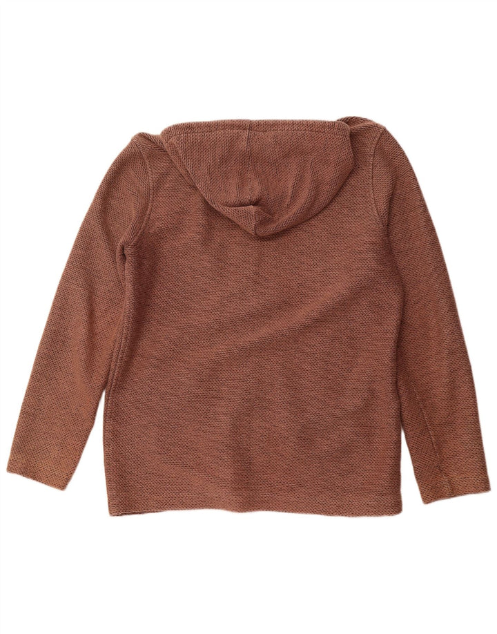 WEIRD FISH Maglione con cappuccio e zip da uomo grande in cotone marrone