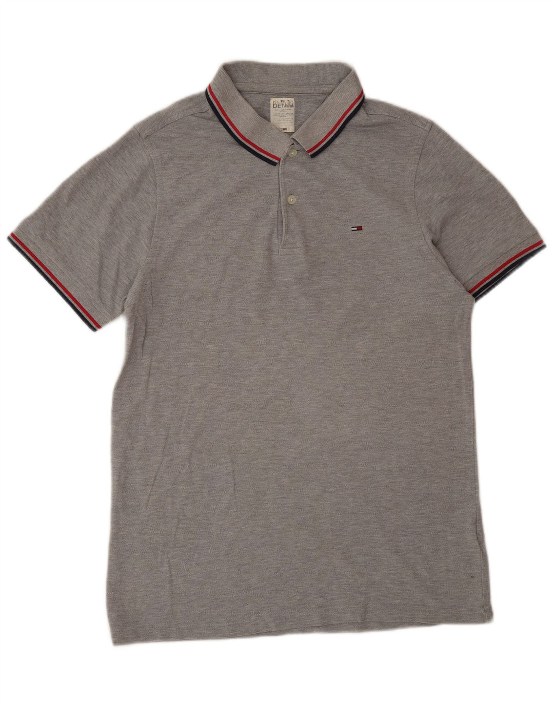 Polo da uomo Tommy Hilfiger grande in cotone grigio