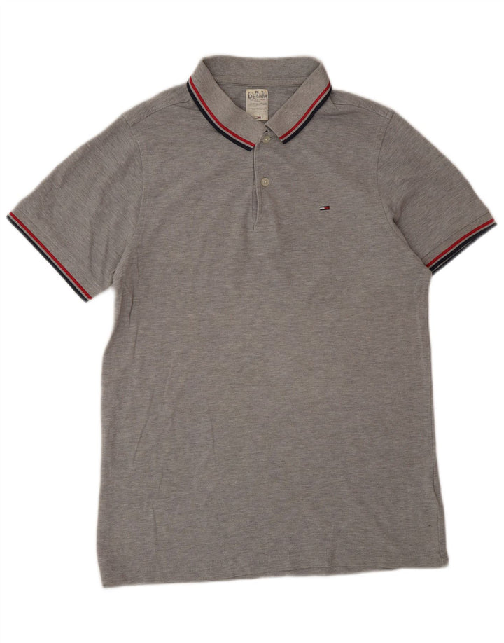Polo da uomo Tommy Hilfiger grande in cotone grigio