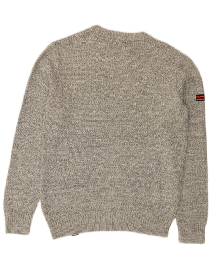 Maglione maglione girocollo da uomo Superdry in cotone grigio medio