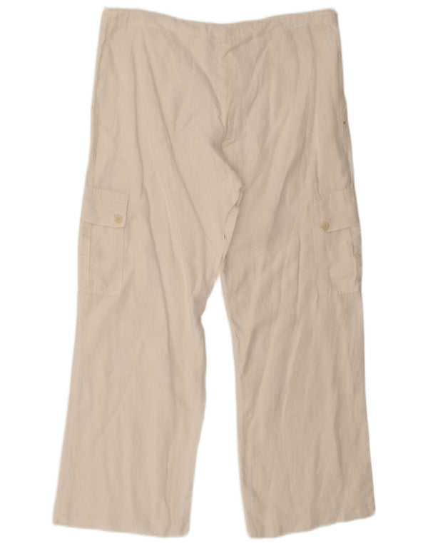 Pantaloni cargo larghi a vita alta vintage da donna W32 L27 bianco sporco