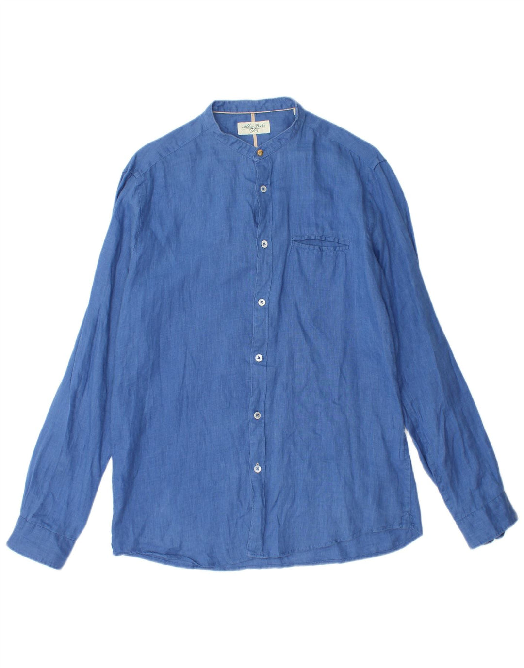 ALLEY DOCKS Camicia da uomo in lino blu medio