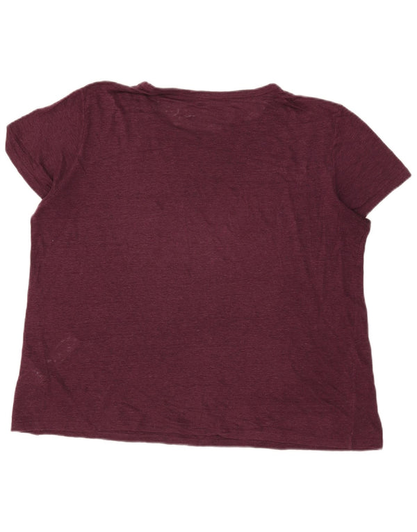 T-shirt da donna Massimo Dutti Top UK 18 XL Lino bordeaux