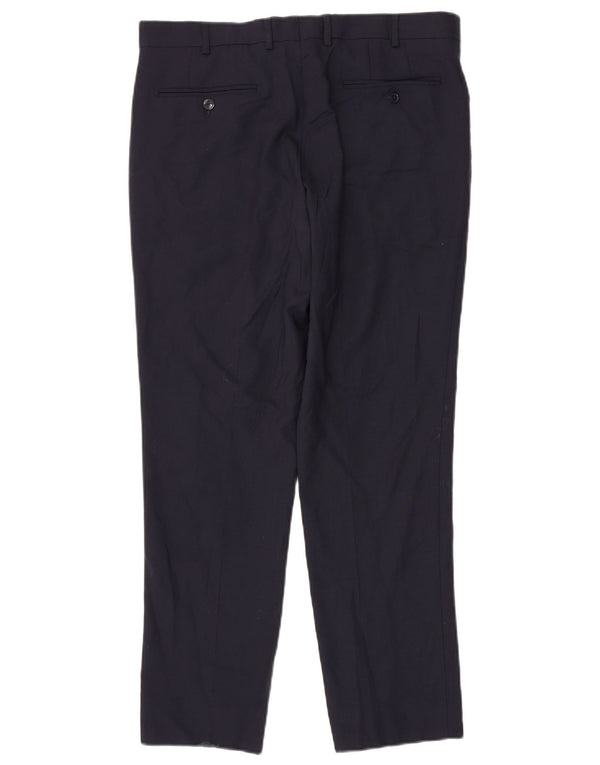 Pantaloni da abito affusolati da uomo Massimo Dutti EU 42 Large W32 L29 Lana blu navy