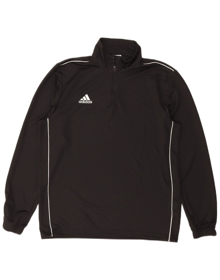ADIDAS Mens Zip Neck Pullover Tracksuit Top Large Black Polyester