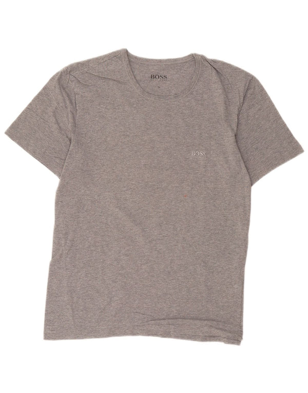 T-shirt da uomo Hugo Boss Top in cotone chiazzato grigio medio