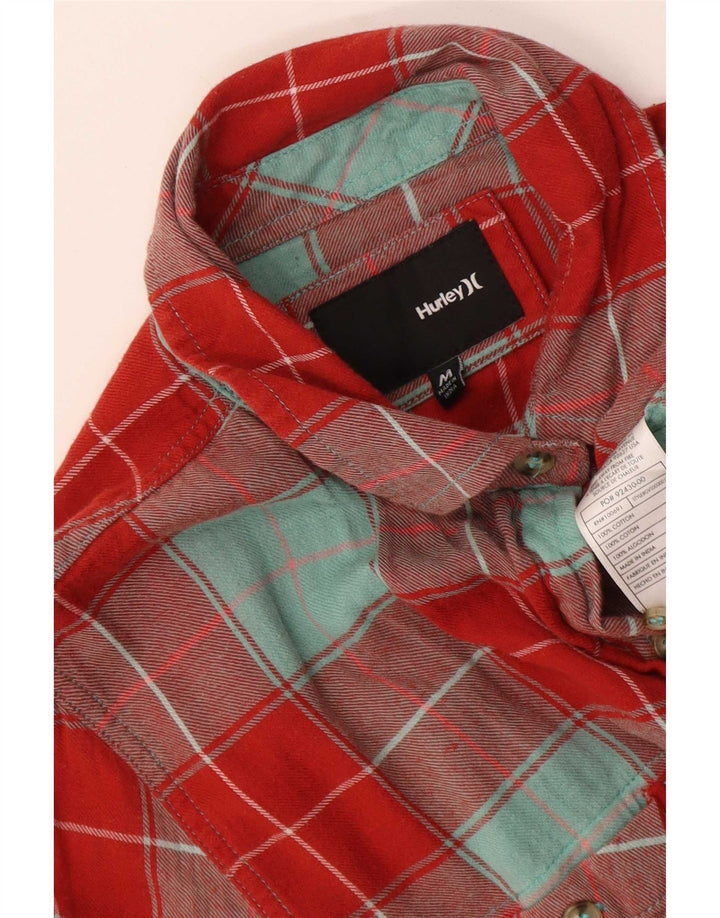 Camicia in flanella da donna Hurley UK 14 Cotone scozzese rosso medio