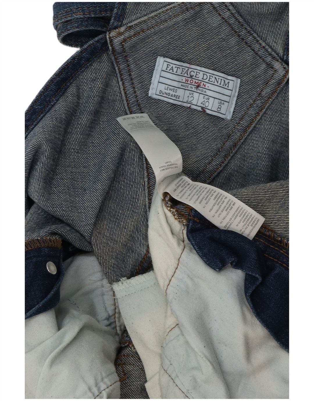 FAT FACE Salopette da donna Lewes Jeans UK 12 Media W34 L27 Cotone blu