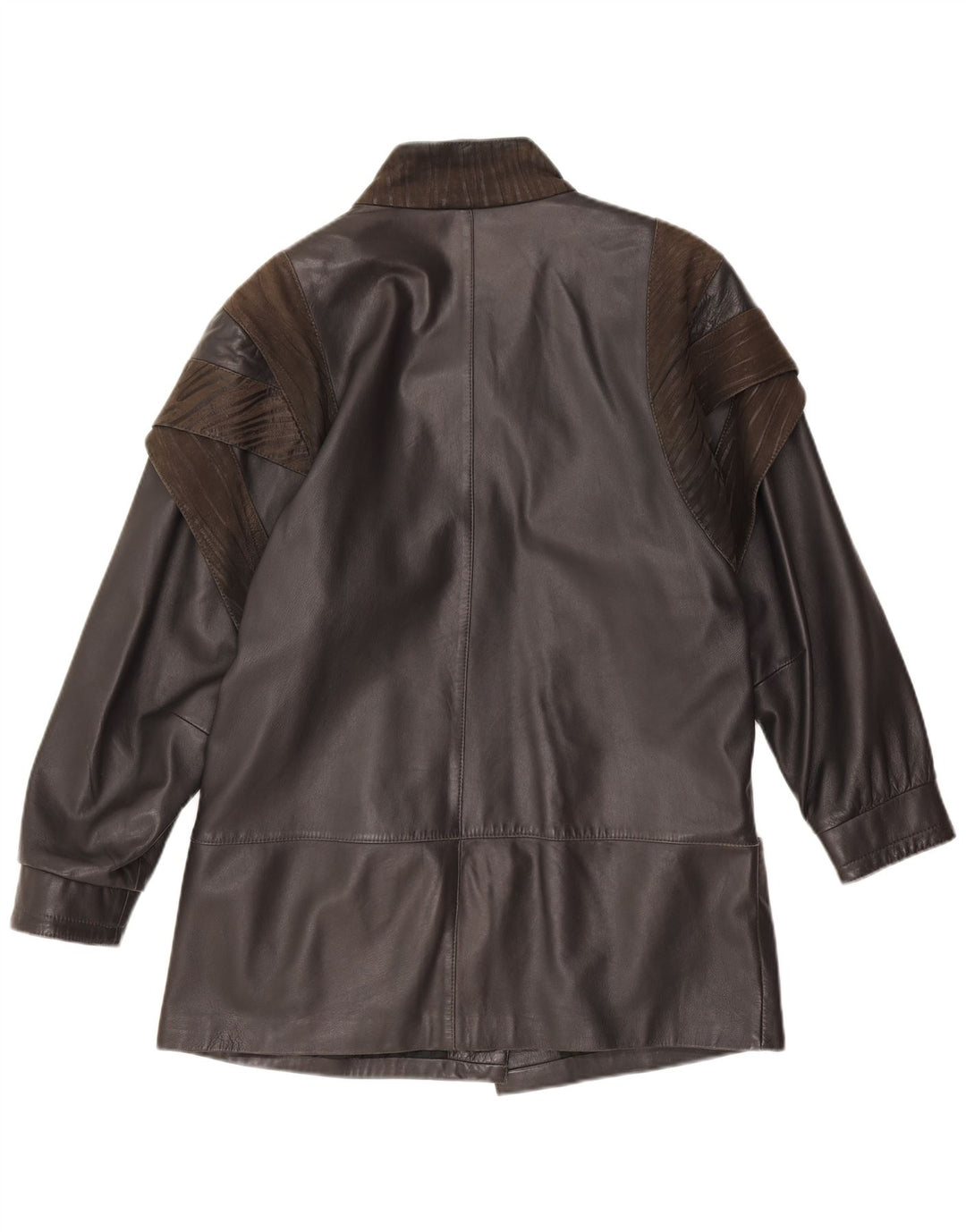 Giacca in pelle vintage da donna UK 18 XL color block nero