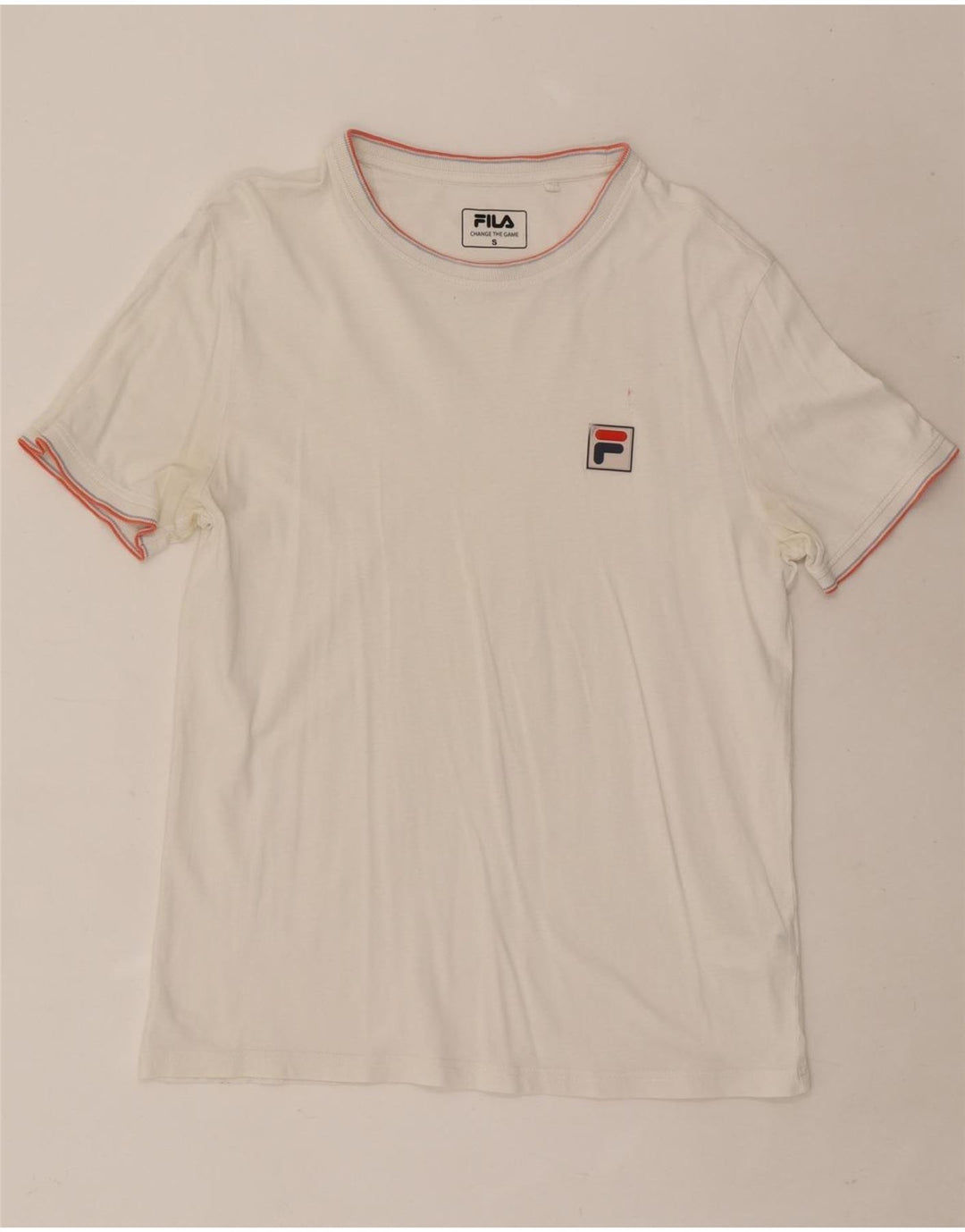 T-shirt Fila da uomo Top Small in cotone a righe bianche