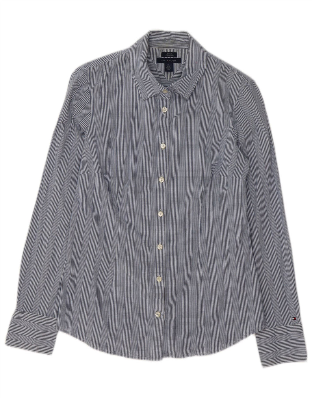 Camicia da donna Tommy Hilfiger UK 14 cotone a quadri blu medio