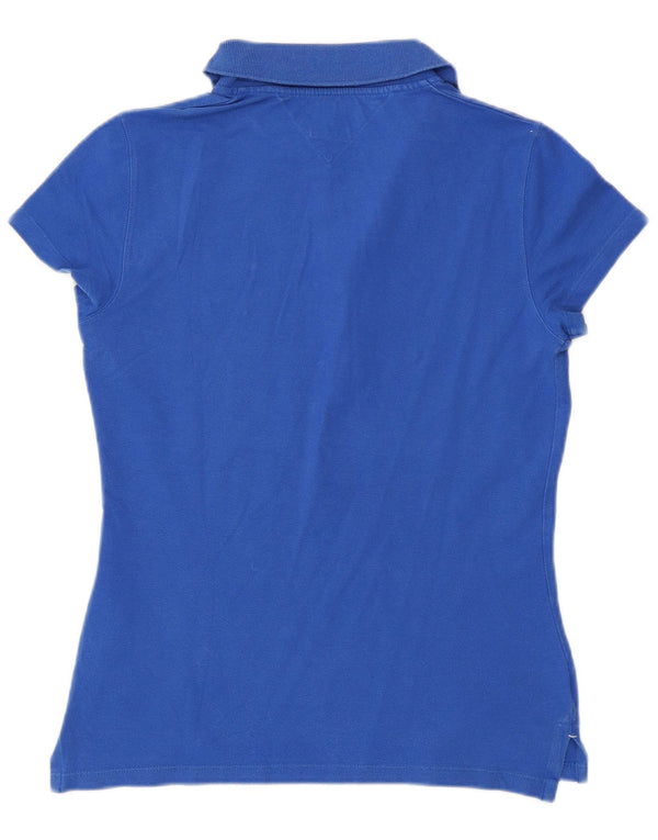 Polo da donna slim fit Tommy Hilfiger UK 12 cotone blu medio