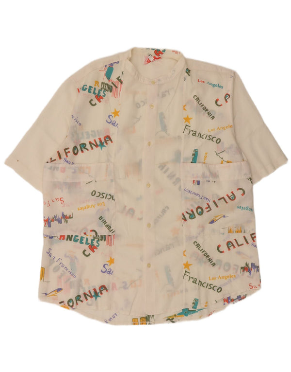 Camicia vintage da uomo a maniche corte con grafica California, grande bianca