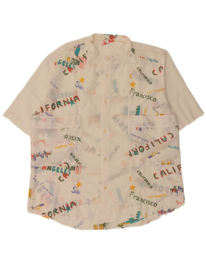 Camicia vintage da uomo a maniche corte con grafica California, grande bianca