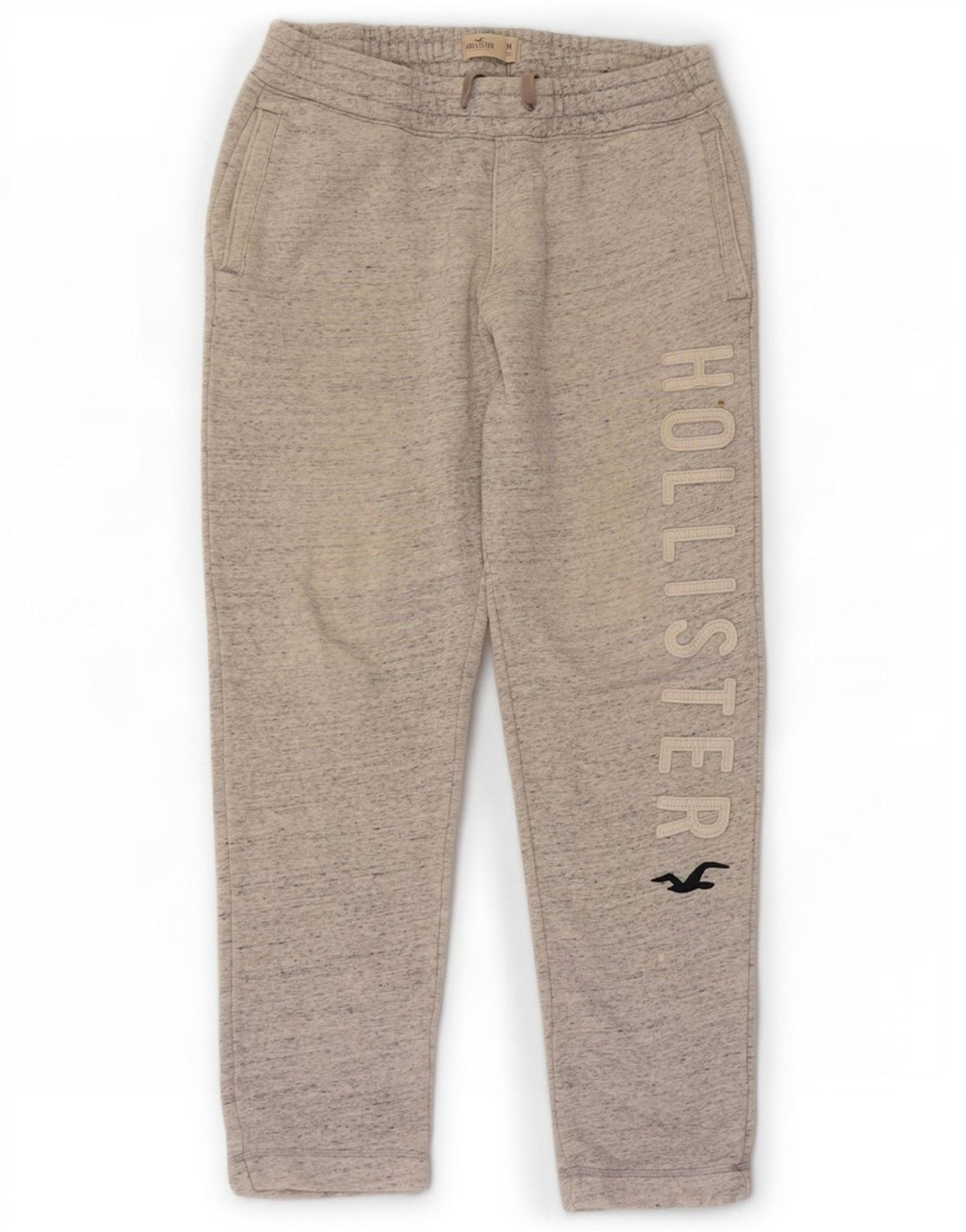 Pantaloni da tuta con grafica Hollister da uomo in cotone chiazzato grigio medio