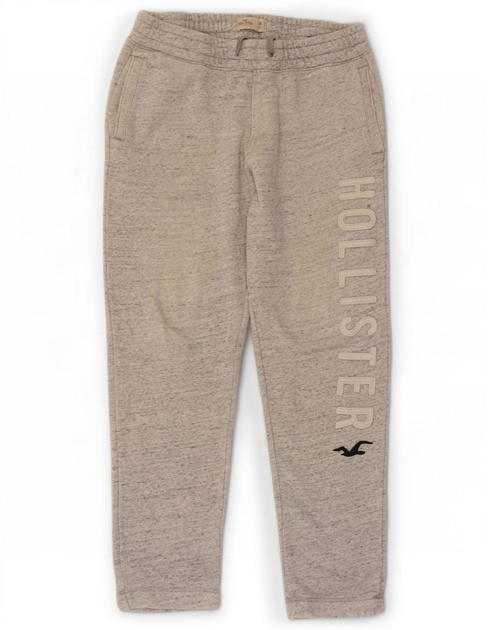 Pantaloni da tuta con grafica Hollister da uomo in cotone chiazzato grigio medio