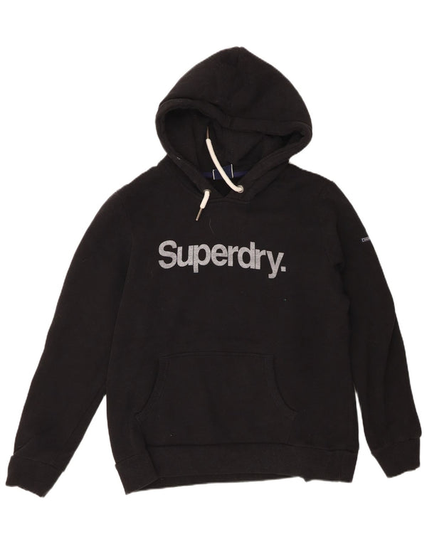 Superdry Womens Graphic Hoodie Jumper UK 16 Large Black Cotton