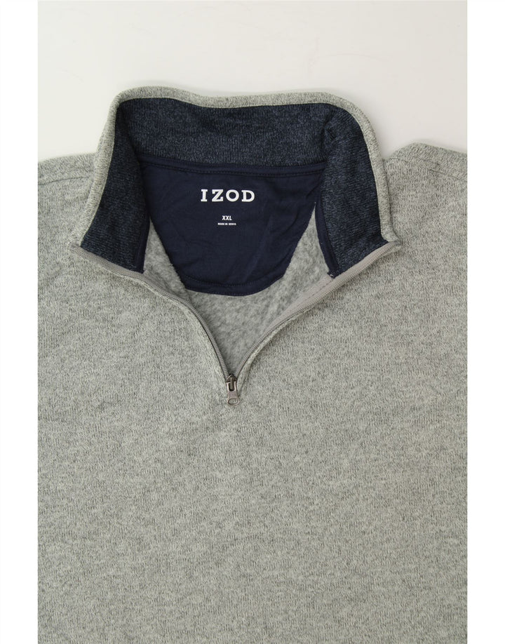 IZOD Mens Zip Neck Sweatshirt Jumper 2XL Grey Polyester Vintage Izod and Second-Hand Izod from Messina Hembry 
