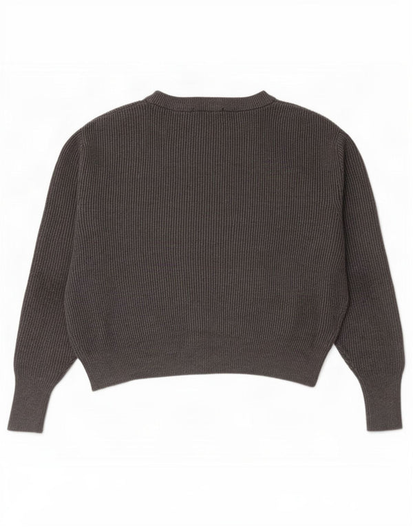 Maglione oversize con scollo a barca da donna Zara UK 10 piccolo in viscosa grigia