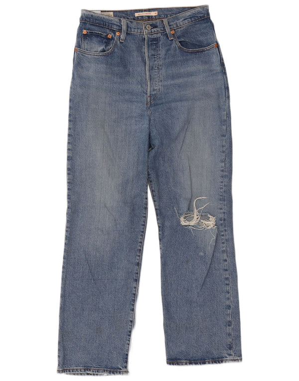 Jeans dritti effetto consumato a gabbia toracica da donna LEVI'S W30 L29 cotone blu