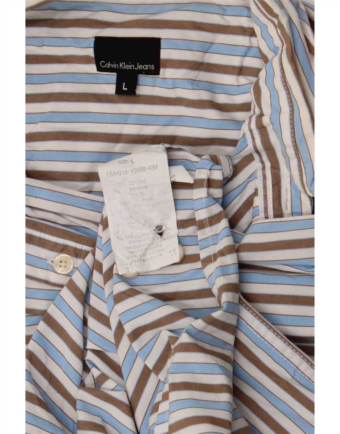 Camicia da uomo Calvin Klein in cotone a righe grandi blu