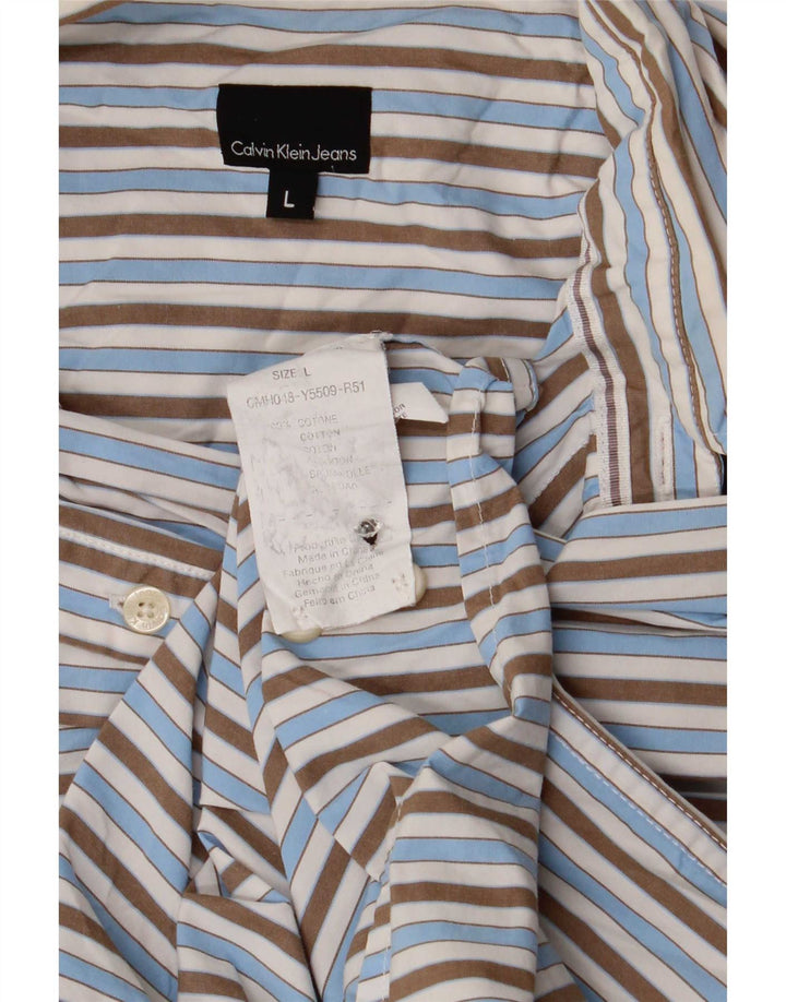 Camicia da uomo Calvin Klein in cotone a righe grandi blu
