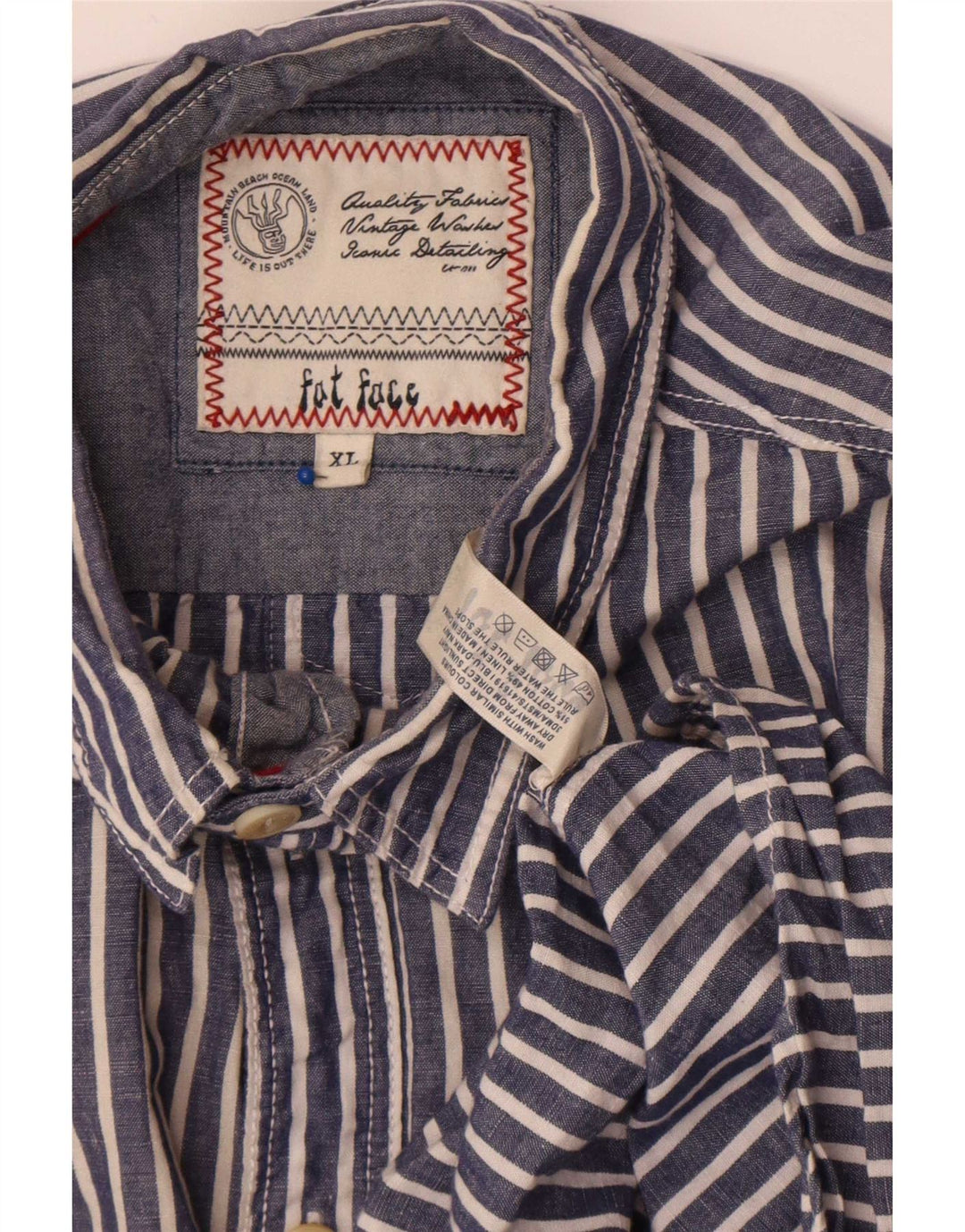 Camicia da uomo Fat Face XL in cotone a righe blu