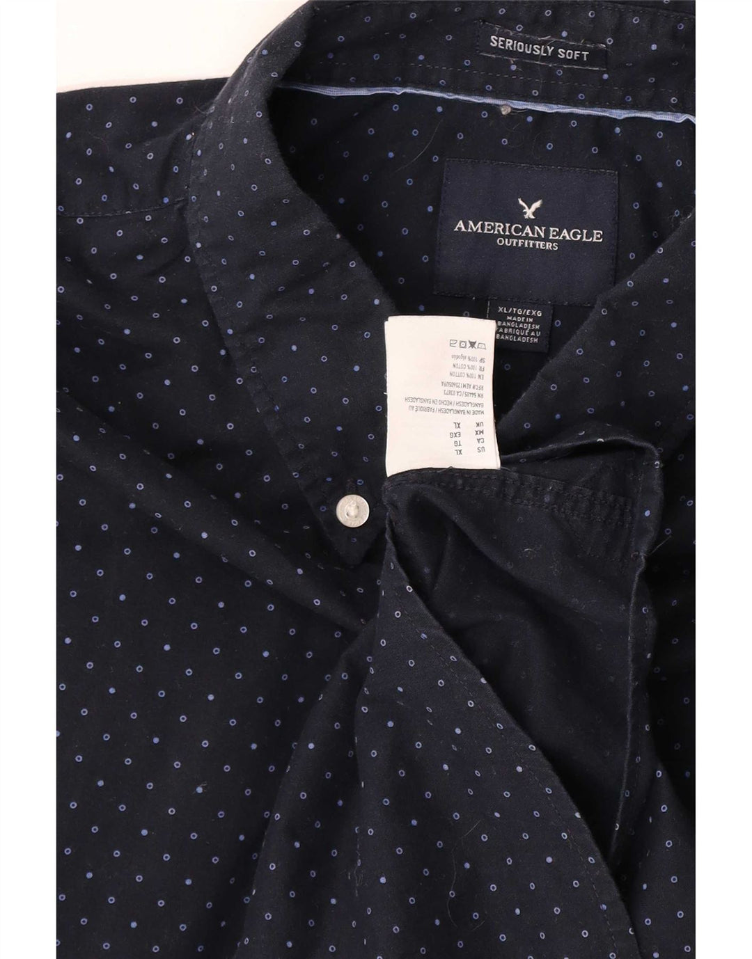 Camicia da uomo American Eagle XL in cotone maculato blu navy