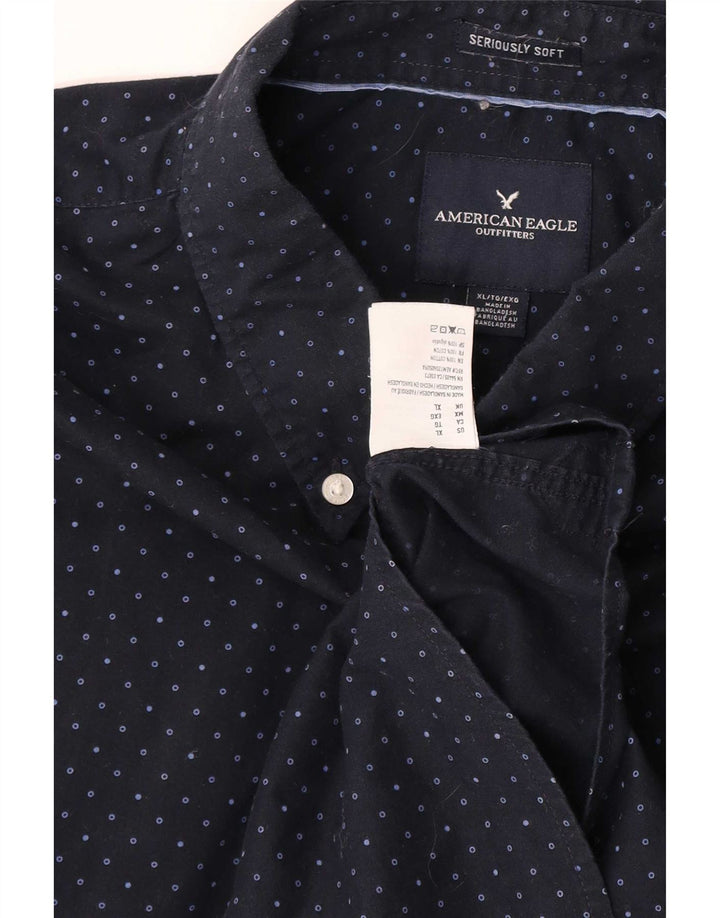 Camicia da uomo American Eagle XL in cotone maculato blu navy
