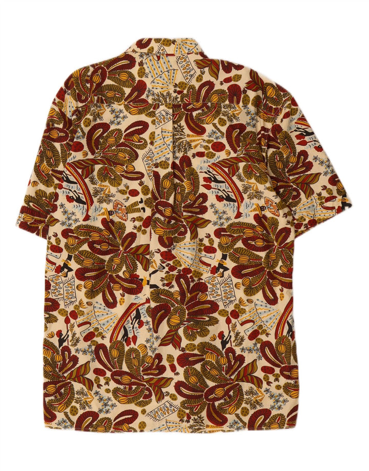 Camicia vintage da uomo a maniche corte in cotone Paisley medio multicolore