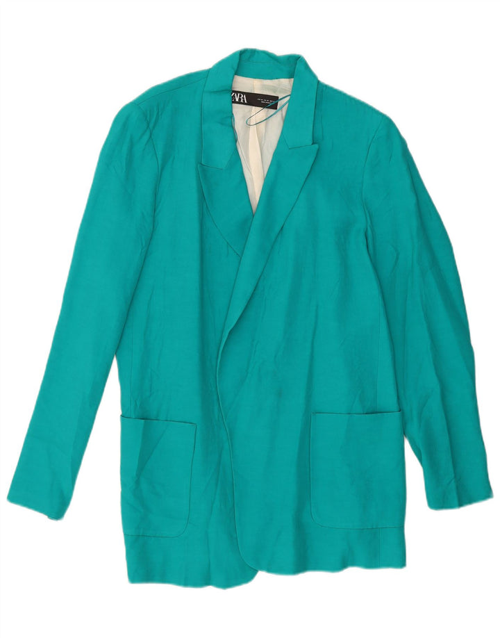 Giacca Blazer Aperta da Donna ZARA UK 14 Viscosa Turchese Media