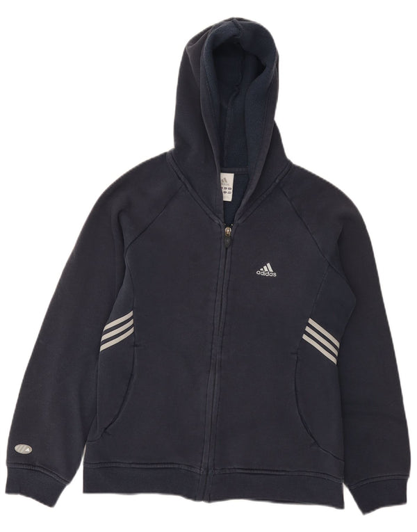 Maglione con cappuccio e zip da donna Adidas UK 8 Small in cotone blu navy