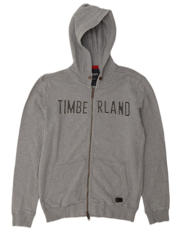 Timberland Maglione con cappuccio e zip grafica da uomo piccolo in cotone chiazzato grigio