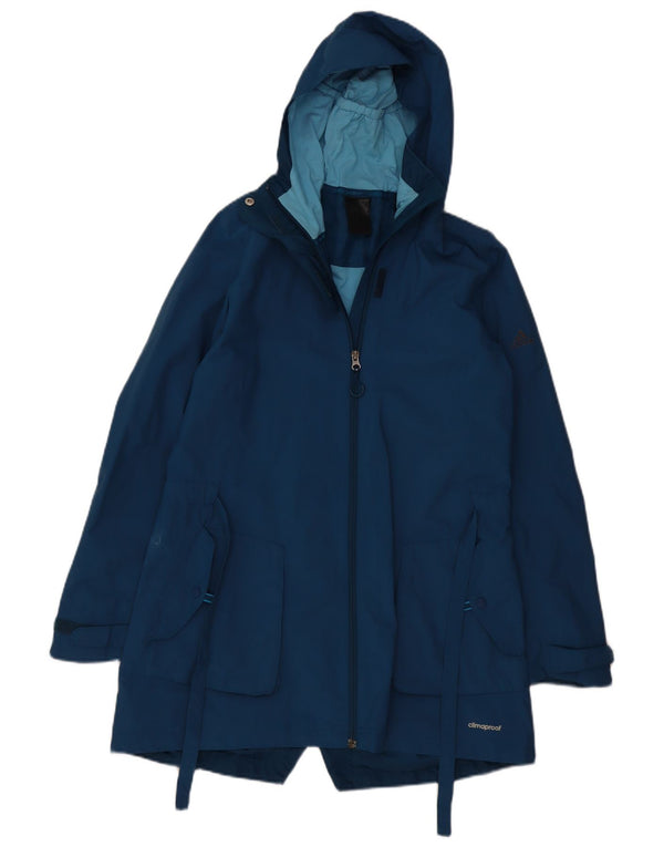 Giacca a vento con cappuccio ADIDAS da donna Clima Proof UK 14 Blu medio