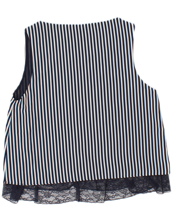 Camicetta senza maniche da donna Zara UK 6 XS blu navy gessato