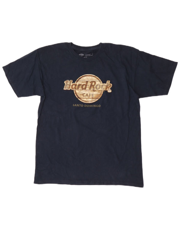 T-shirt grafica da uomo Santo Domingo Hard Rock Cafe, grande, blu navy