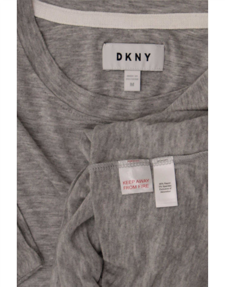 T-shirt da donna vestibilità ampia Dkny UK 14 Rayon grigio medio