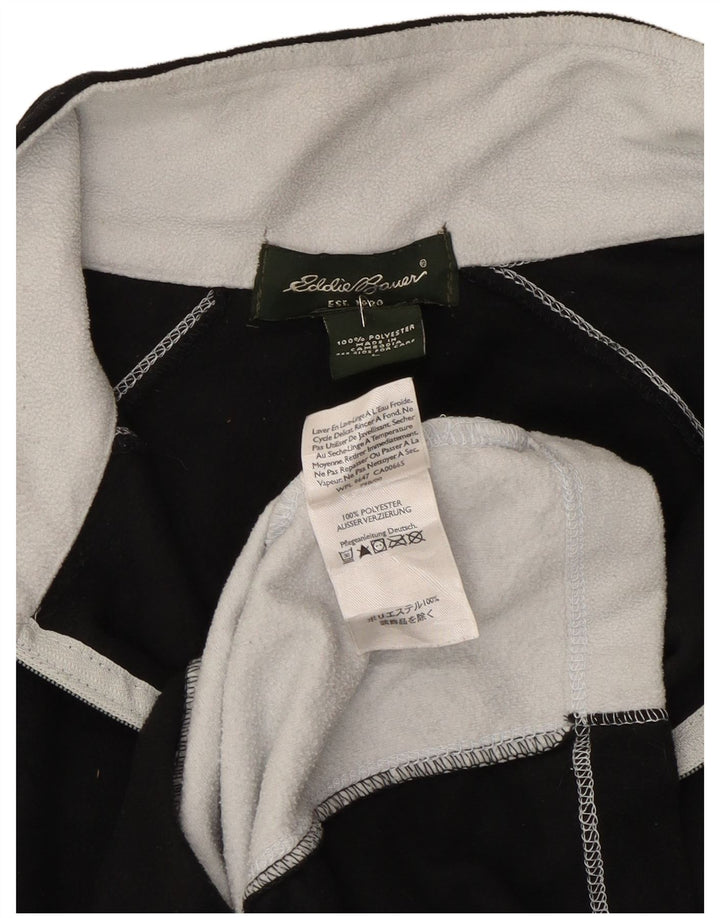 Eddie Bauer Maglione in pile da uomo con zip e collo, grande, in poliestere color block nero
