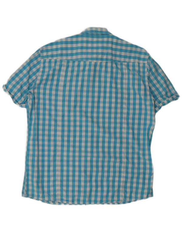 Camicia slim fit da uomo a maniche corte S.Oliver 2XL in cotone a quadri blu