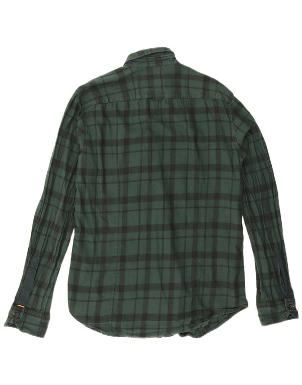 Camicia da uomo in flanella Hugo Boss in cotone a quadri verde medio
