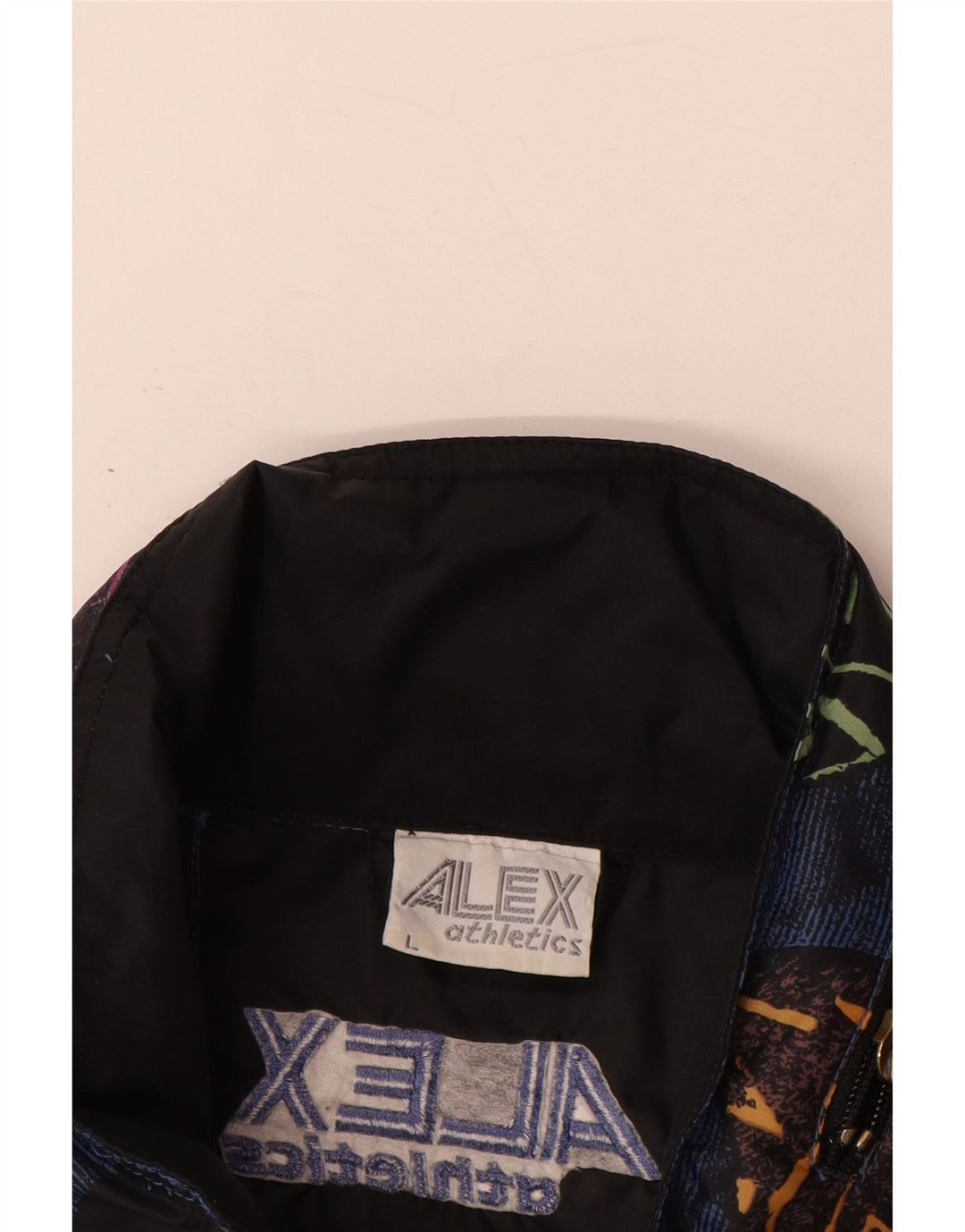 ALEX ATHLETICS Giacca anorak da uomo UK 40 Large Blu geometrico in poliammide