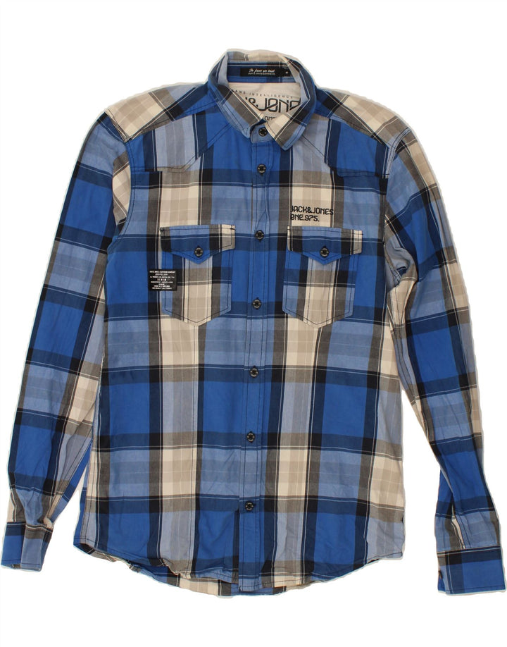 JACK & JONES Mens Shirt Small Blue Check Cotton Vintage Jack & Jones and Second-Hand Jack & Jones from Messina Hembry 