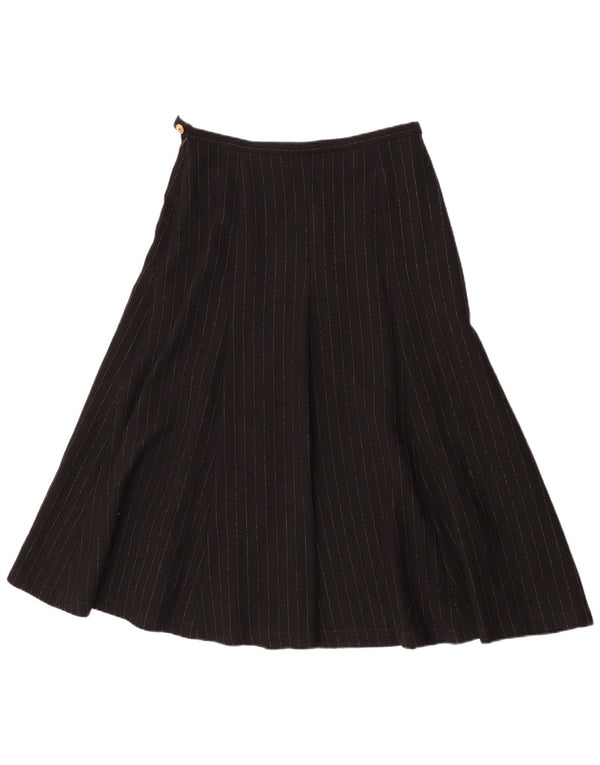 Gonna a trapezio a vita alta da donna vintage UK 12 media W30 a righe nere