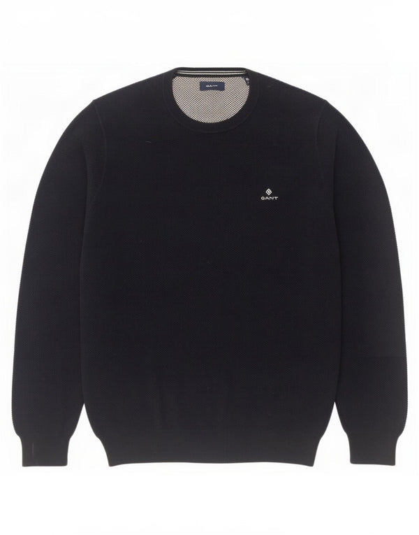 Gant Mens Crew Neck Jumper Sweater Large Navy Blue