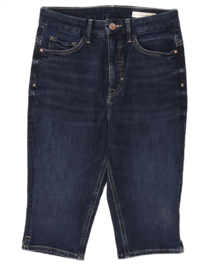 Pantaloncini di jeans Bermuda da donna Marks & Spencer UK 10 piccoli W28 blu navy