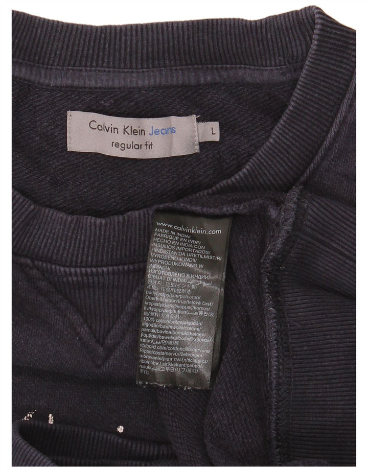 Calvin Klein Jeans Felpa grafica da uomo Maglione grande blu navy