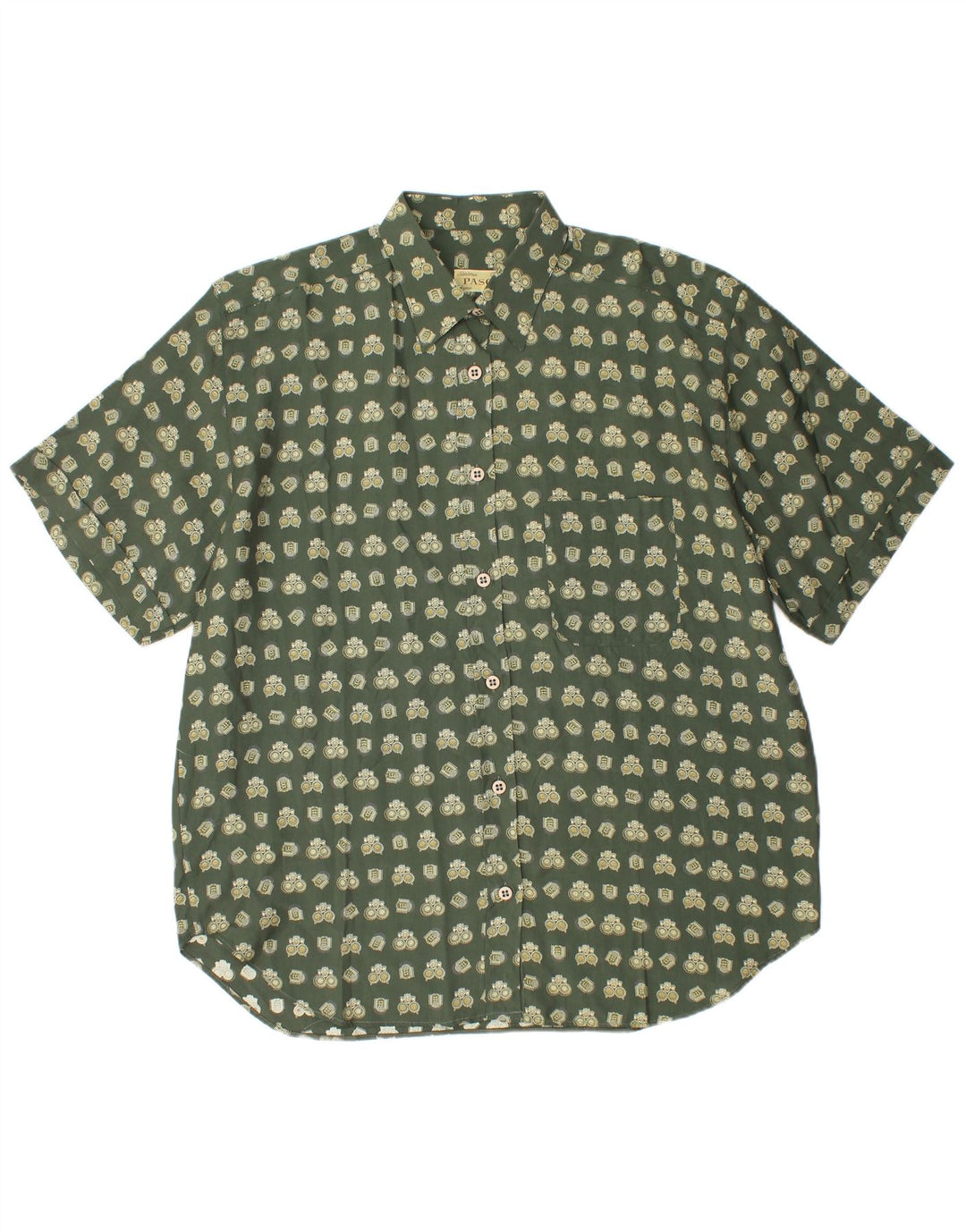 Camicia vintage da donna oversize con motivo astratto UK 16 grande verde geometrico