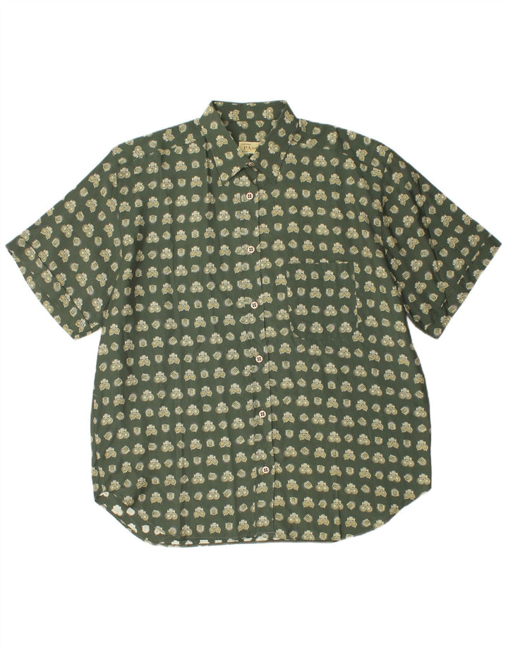 Camicia vintage da donna oversize con motivo astratto UK 16 grande verde geometrico