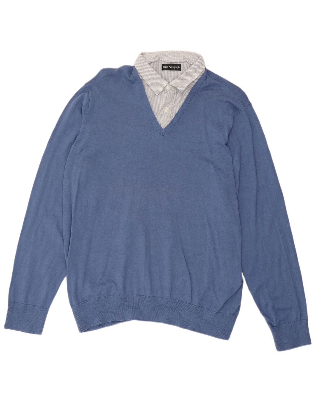 Maglione da uomo con scollo a V Marks & Spencer XL in cotone blu