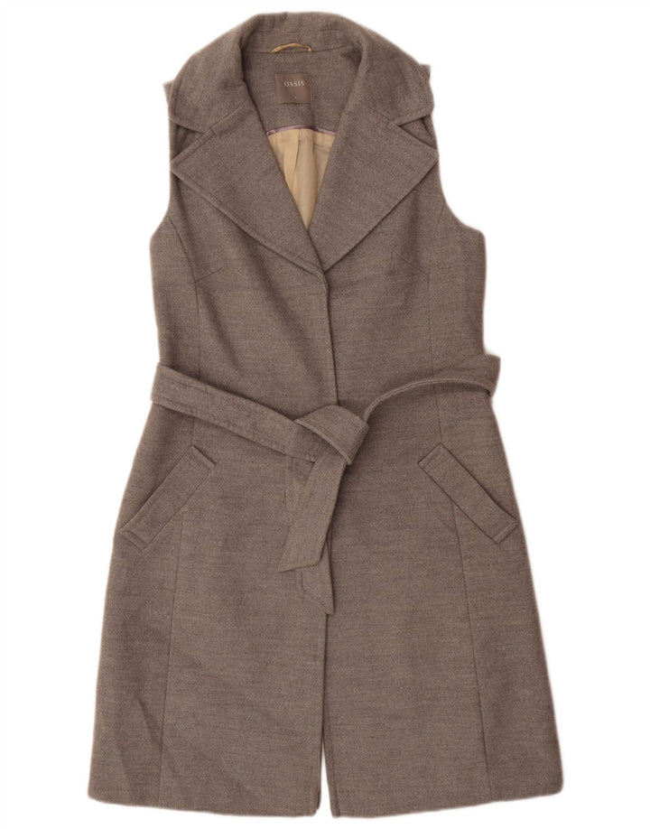 Giacca blazer senza maniche lunga da donna Oasis UK 10 piccola poliestere grigio